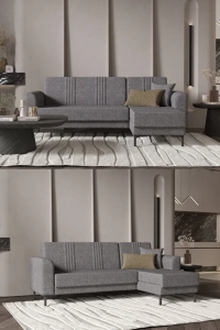 Rio Köşe Takımı Salon&oturma Odası Açılır Yataklı Bazalı - Gri